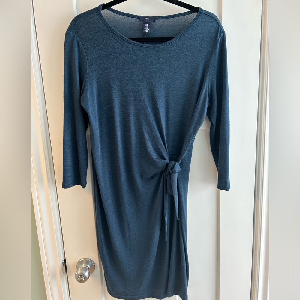 GAP Factory Slate Teal Knot-Detail Midi Dress